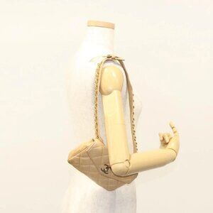 CHANEL Matelasse Chain Waist bag Lamb Skin Beige Gold CC Auth